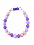 Pink, lavender and purple Pawsch beaded dog necklace without personalization on a white background