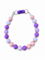 Pink, lavender and purple Pawsch beaded dog necklace without personalization on a white background